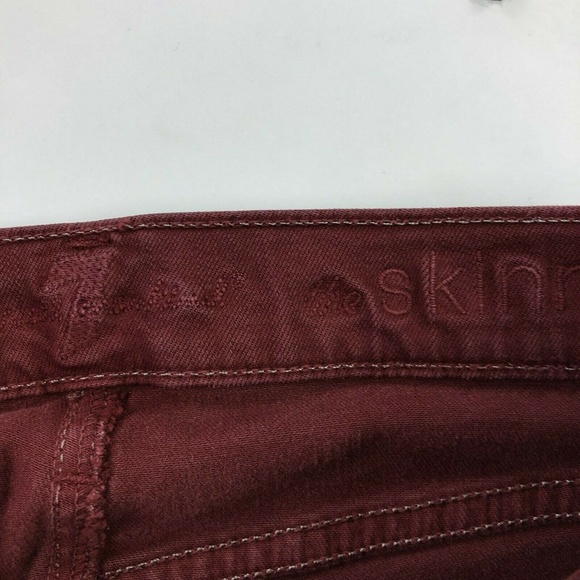 7 For All Mankind Womens 27 Red The Skinny Jeans - Picture 6 of 7